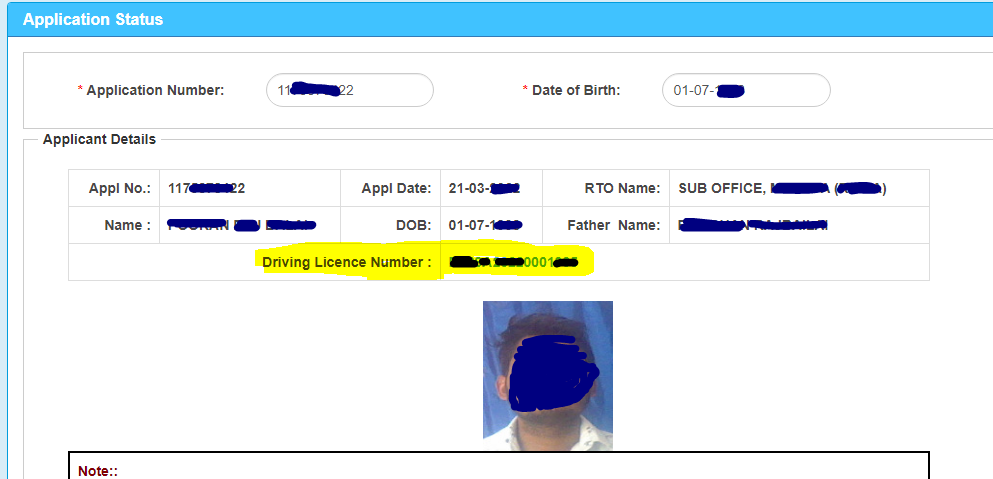 driving licence number search